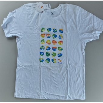 Camisa Rio 2016 Esporte Pictogramas Oficial Branca